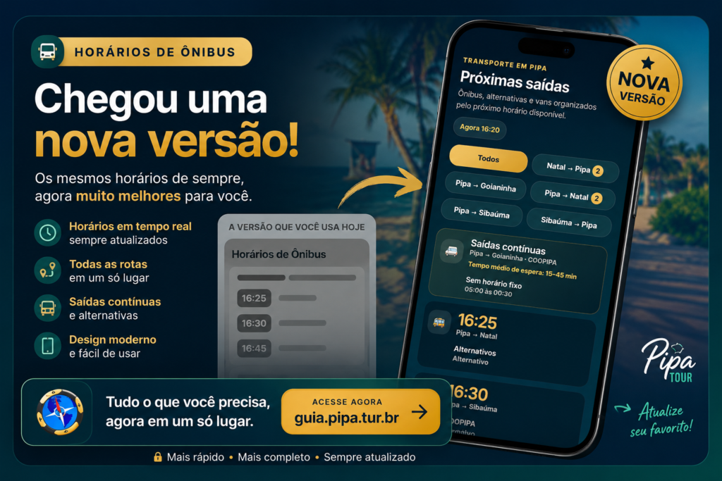 Nova versão dos Horários de Ônibus de Pipa e Tibau do Sul